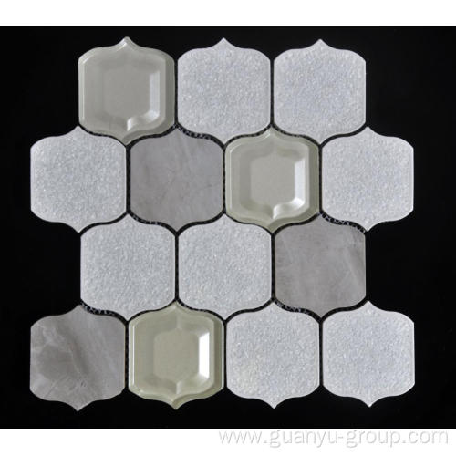 Gray Background Porcelain Glass Mixed Mosaic Tile